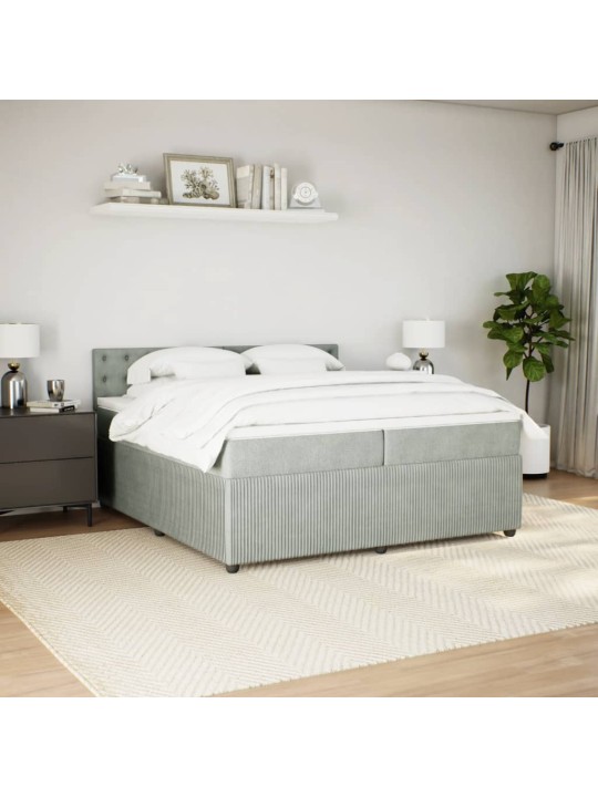 Box spring postel s matrací světle šedá 200x200 cm samet