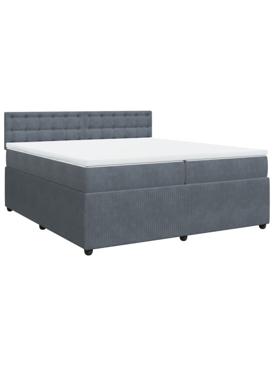 Box spring postel s matrací tmavě šedá 200x200 cm samet