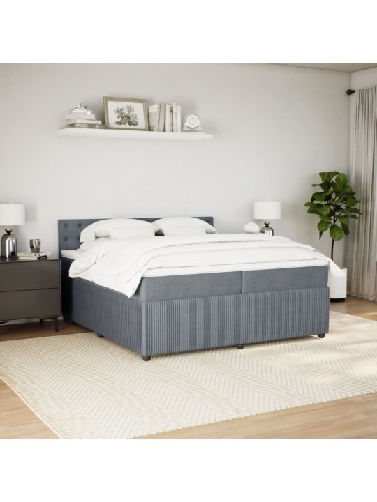 Box spring postel s matrací tmavě šedá 200x200 cm samet