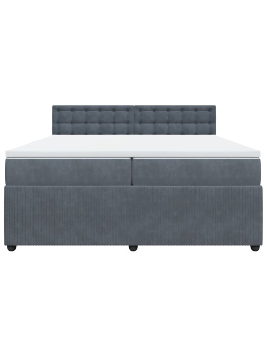 Box spring postel s matrací tmavě šedá 200x200 cm samet