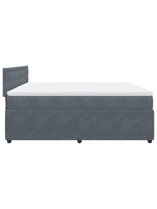 Box spring postel s matrací tmavě šedá 200x200 cm samet