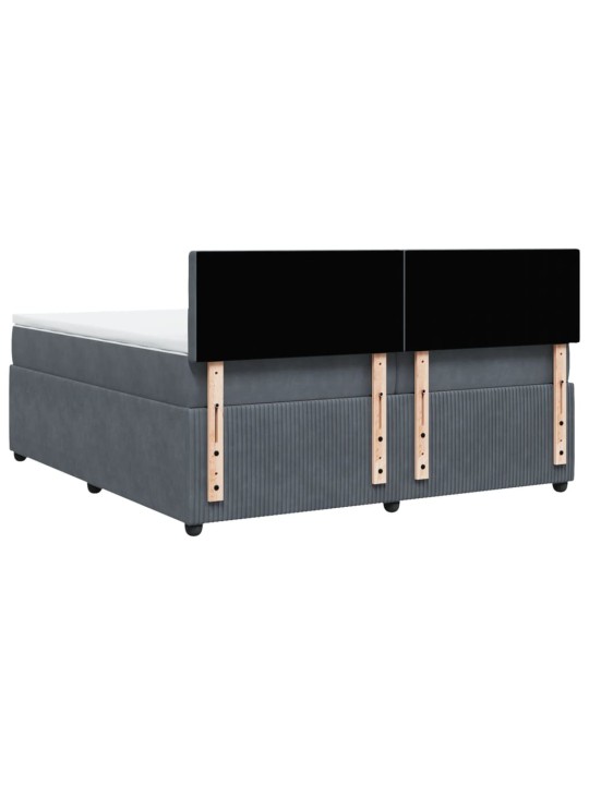 Box spring postel s matrací tmavě šedá 200x200 cm samet