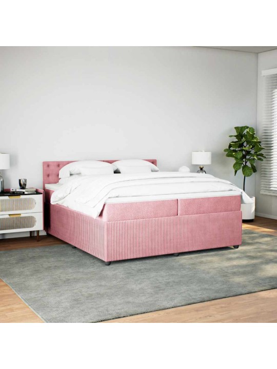 Box spring postel s matrací růžová 200x200 cm samet