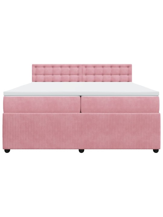Box spring postel s matrací růžová 200x200 cm samet