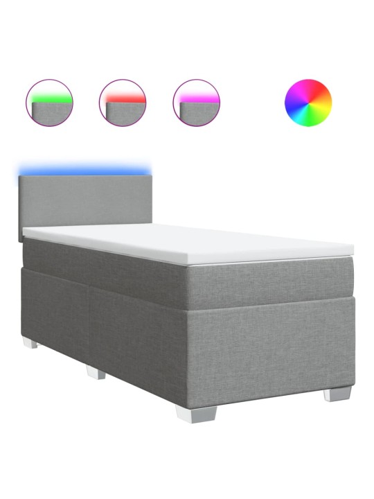 Box spring postel s matrací světle šedá 80 x 200 cm textil