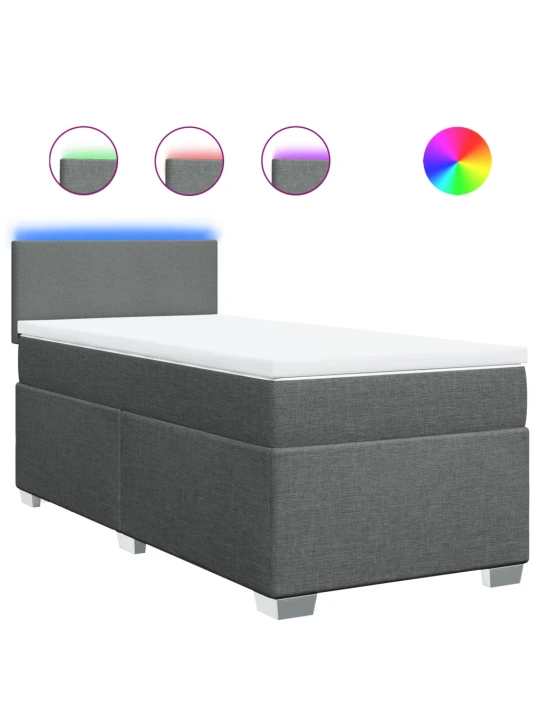 Box spring postel s matrací tmavě šedá 80 x 200 cm textil