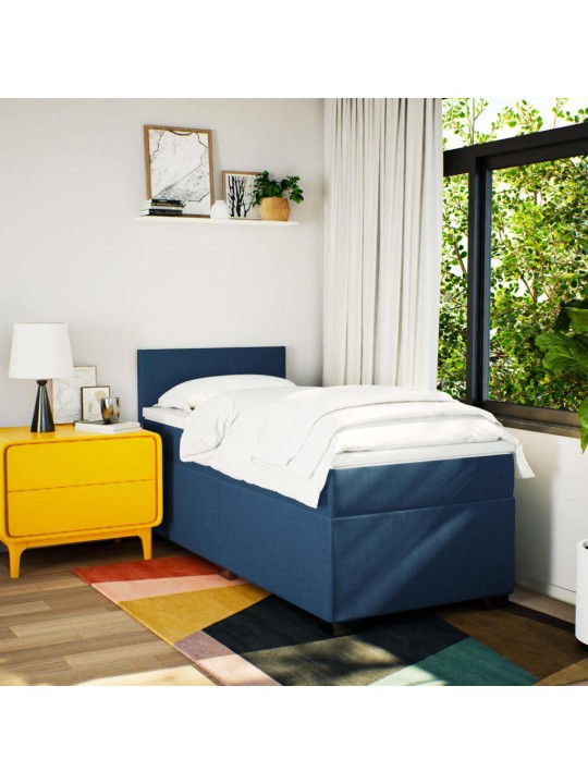 Box spring postel s matrací modrá 80x200 cm textil
