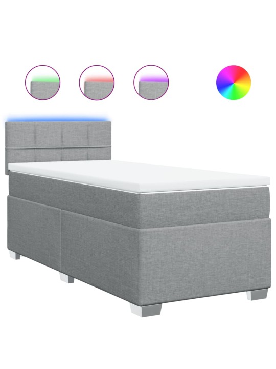 Box spring postel s matrací světle šedá 80 x 200 cm textil