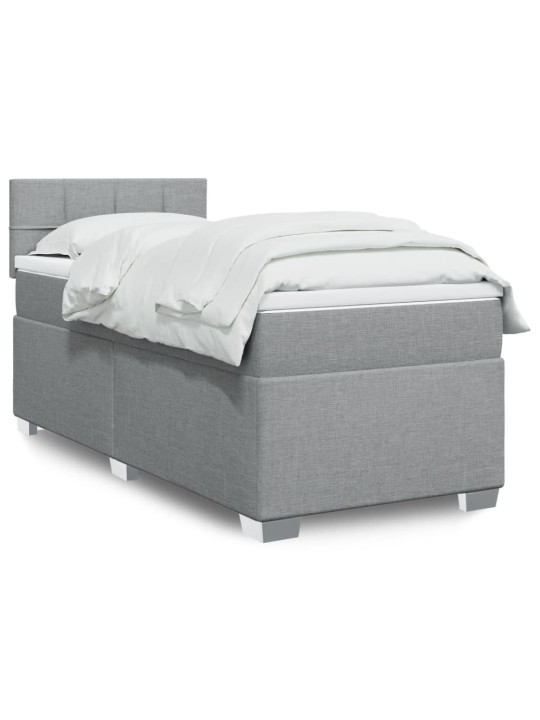 Box spring postel s matrací světle šedá 80 x 200 cm textil
