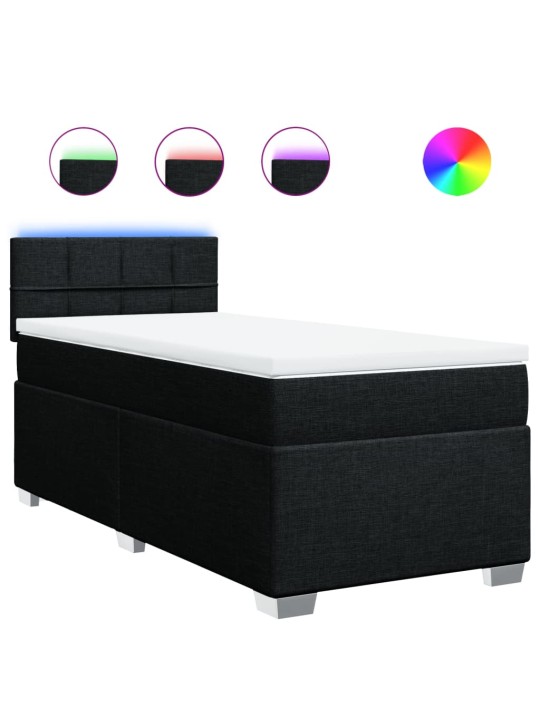 Box spring postel s matrací černá 80 x 200 cm textil