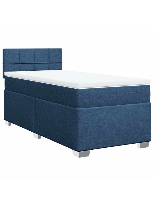 Box spring postel s matrací modrá 80x200 cm textil