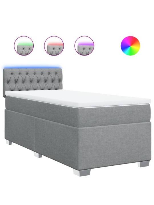 Box spring postel s matrací světle šedá 80 x 200 cm textil