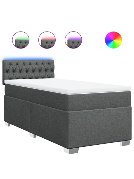 Box spring postel s matrací tmavě šedá 80 x 200 cm textil