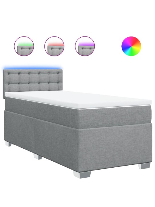 Box spring postel s matrací světle šedá 80 x 200 cm textil