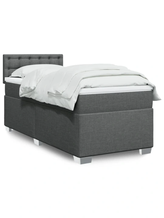 Box spring postel s matrací tmavě šedá 80 x 200 cm textil
