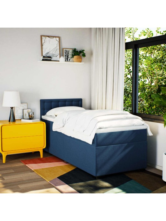 Box spring postel s matrací modrá 80x200 cm textil