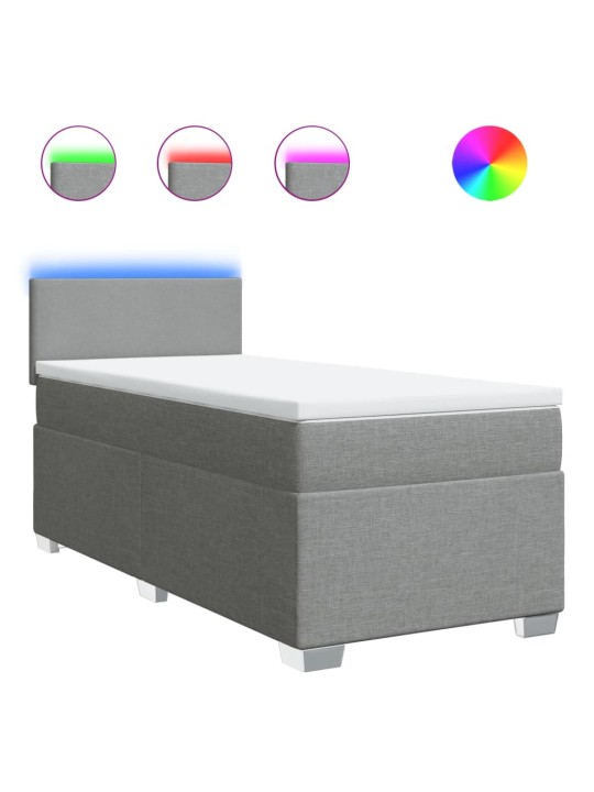 Box spring postel s matrací světle šedá 90x190 cm textil