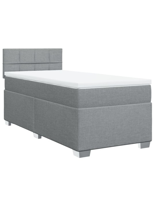 Box spring postel s matrací světle šedá 90x190 cm textil