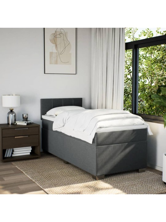 Box spring postel s matrací tmavě šedá 90x190 cm textil