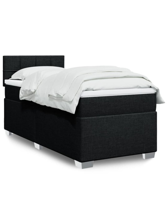 Box spring postel s matrací černá 90x190 cm textil