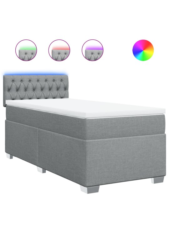 Box spring postel s matrací světle šedá 90x190 cm textil
