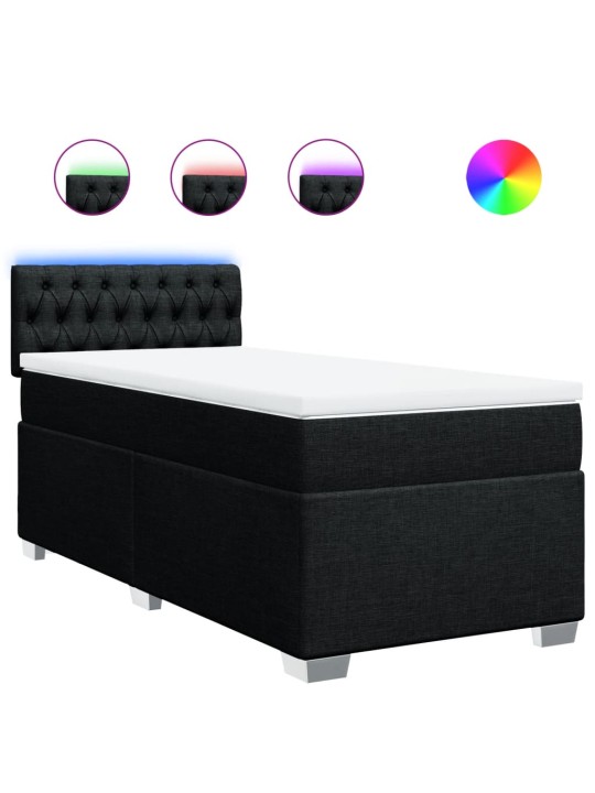 Box spring postel s matrací černá 90x190 cm textil