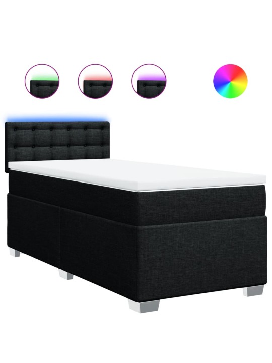 Box spring postel s matrací černá 90x190 cm textil