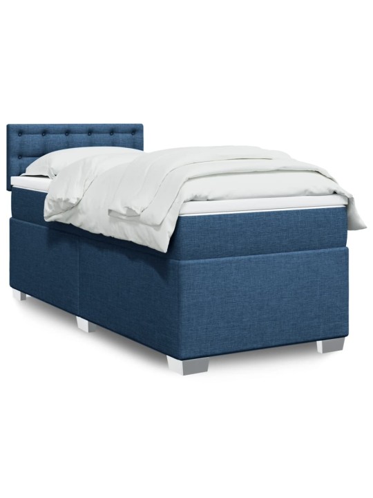 Box spring postel s matrací modrá 90x190 cm textil