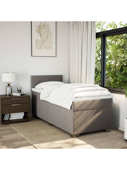 Box spring postel s matrací taupe 90x200 cm textil