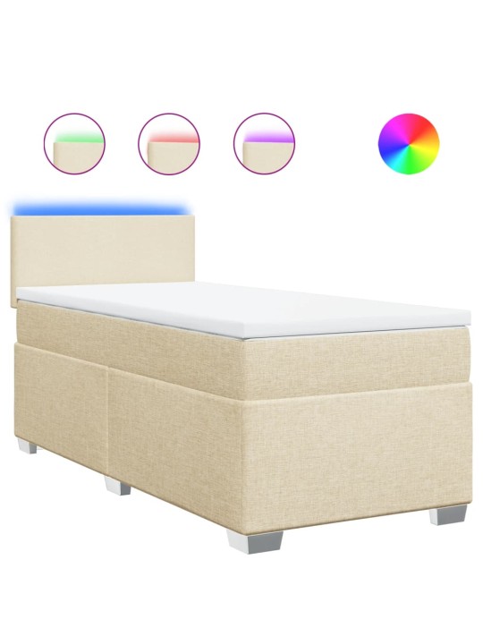 Box spring postel s matrací krémová 90x200 cm textil