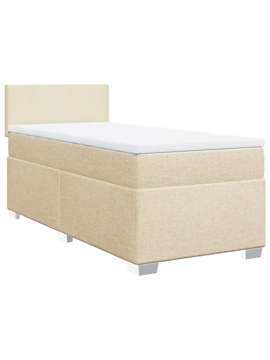 Box spring postel s matrací krémová 90x200 cm textil