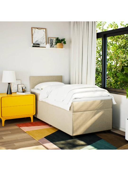 Box spring postel s matrací krémová 90x200 cm textil