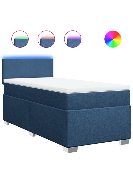 Box spring postel s matrací modrá 90x200 cm textil