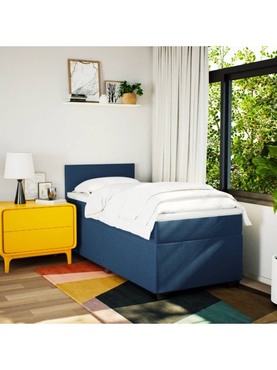 Box spring postel s matrací modrá 90x200 cm textil
