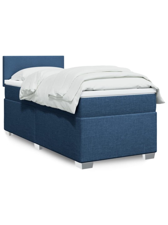 Box spring postel s matrací modrá 90x200 cm textil