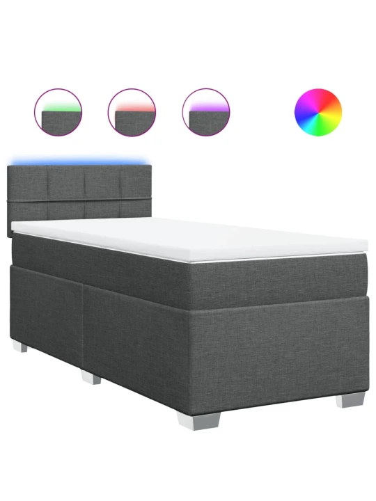 Box spring postel s matrací tmavě šedá 90x200 cm textil