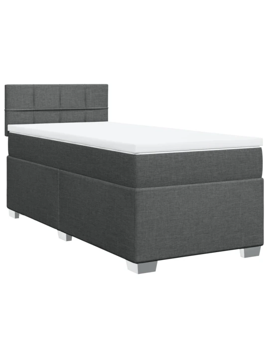 Box spring postel s matrací tmavě šedá 90x200 cm textil