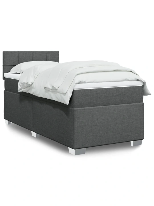 Box spring postel s matrací tmavě šedá 90x200 cm textil