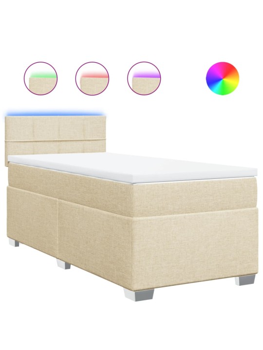Box spring postel s matrací krémová 90x200 cm textil