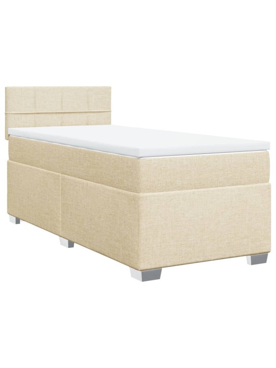 Box spring postel s matrací krémová 90x200 cm textil