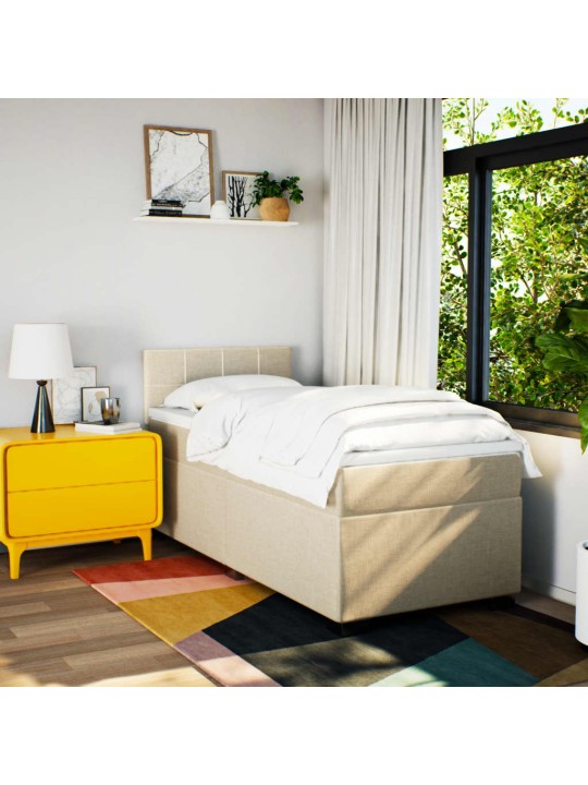 Box spring postel s matrací krémová 90x200 cm textil