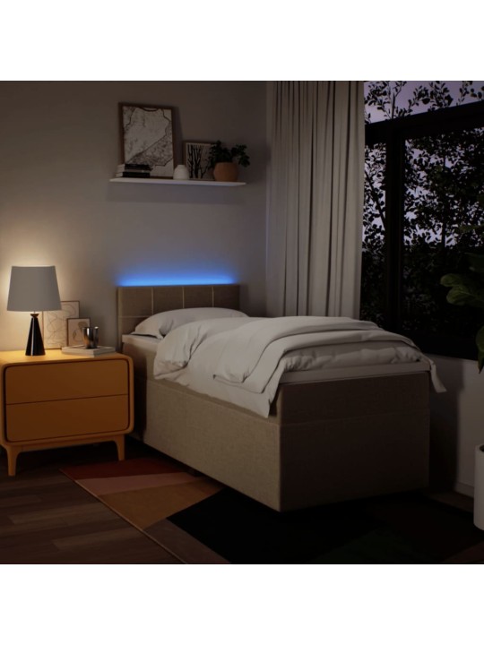Box spring postel s matrací krémová 90x200 cm textil