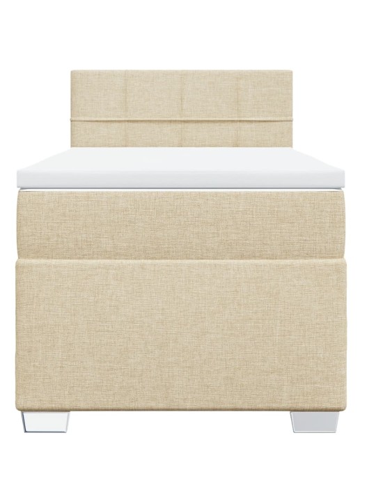 Box spring postel s matrací krémová 90x200 cm textil