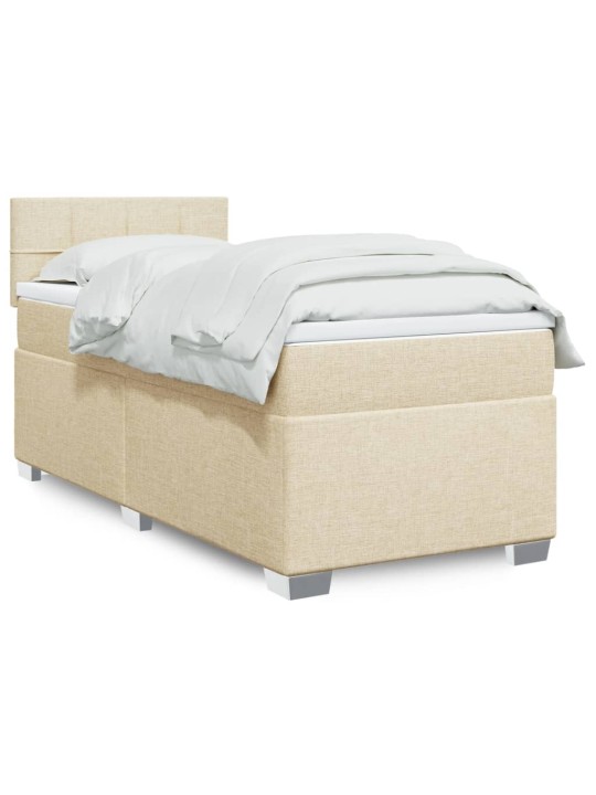 Box spring postel s matrací krémová 90x200 cm textil