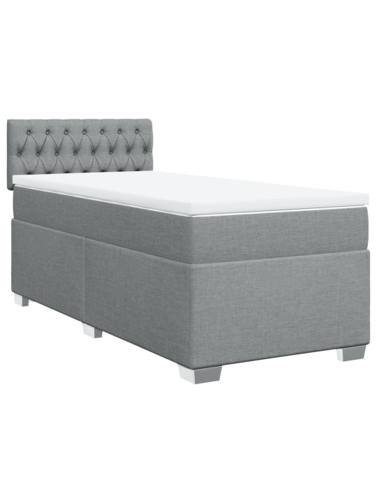 Box spring postel s matrací světle šedá 90x200 cm textil