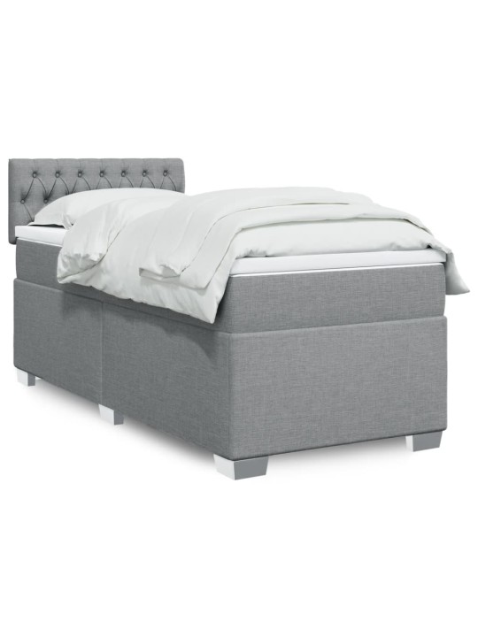 Box spring postel s matrací světle šedá 90x200 cm textil