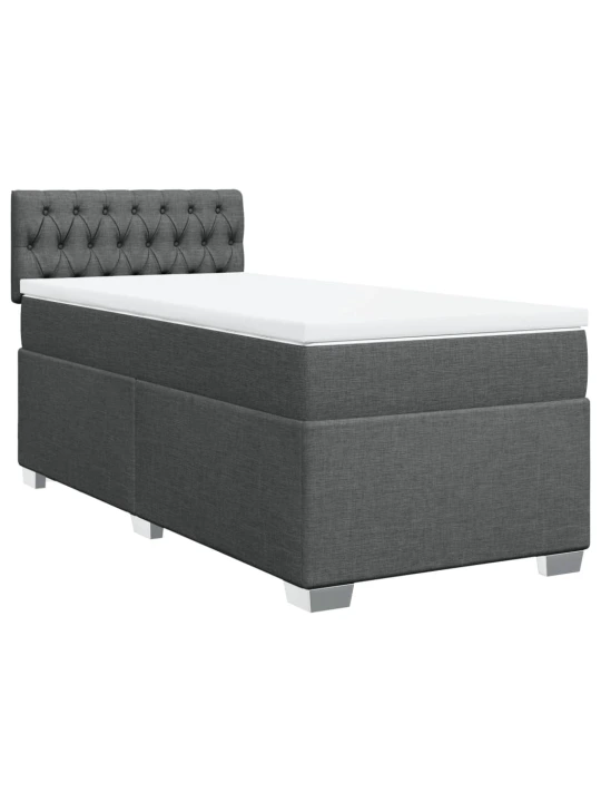 Box spring postel s matrací tmavě šedá 90x200 cm textil