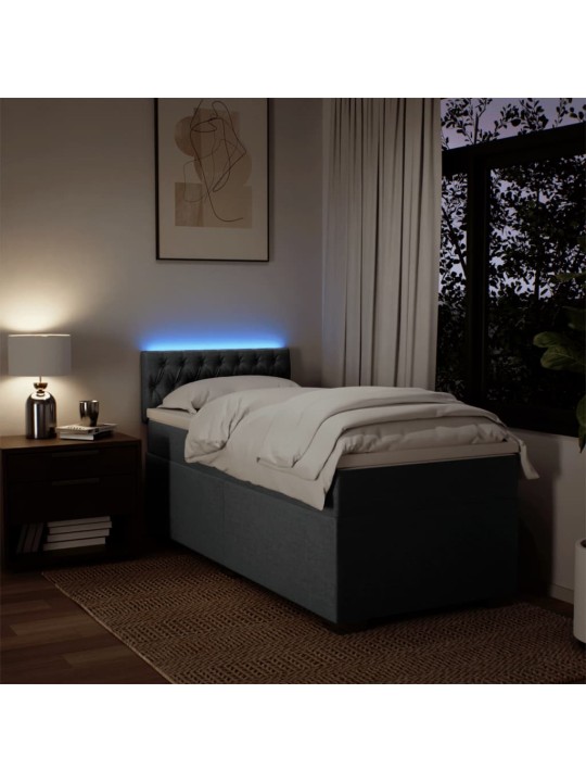 Box spring postel s matrací tmavě šedá 90x200 cm textil
