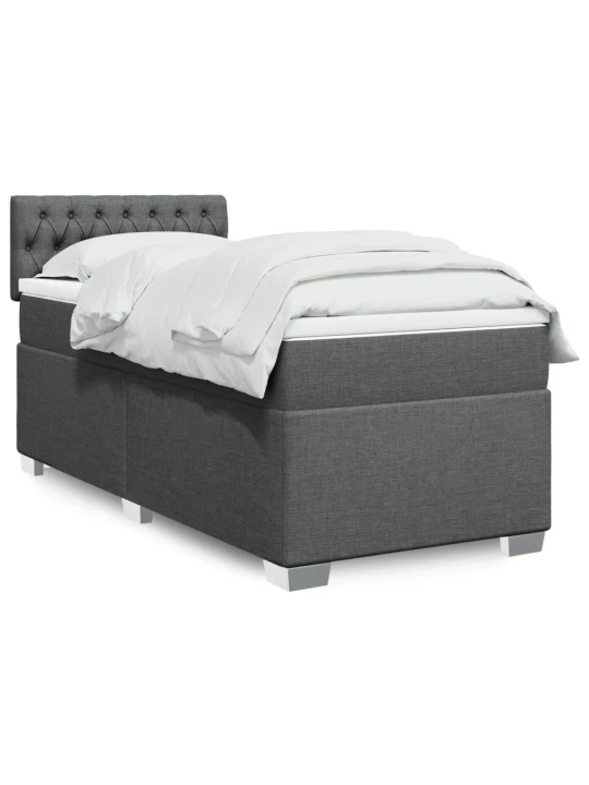 Box spring postel s matrací tmavě šedá 90x200 cm textil