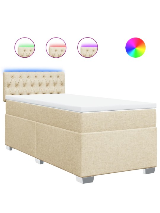 Box spring postel s matrací krémová 90x200 cm textil